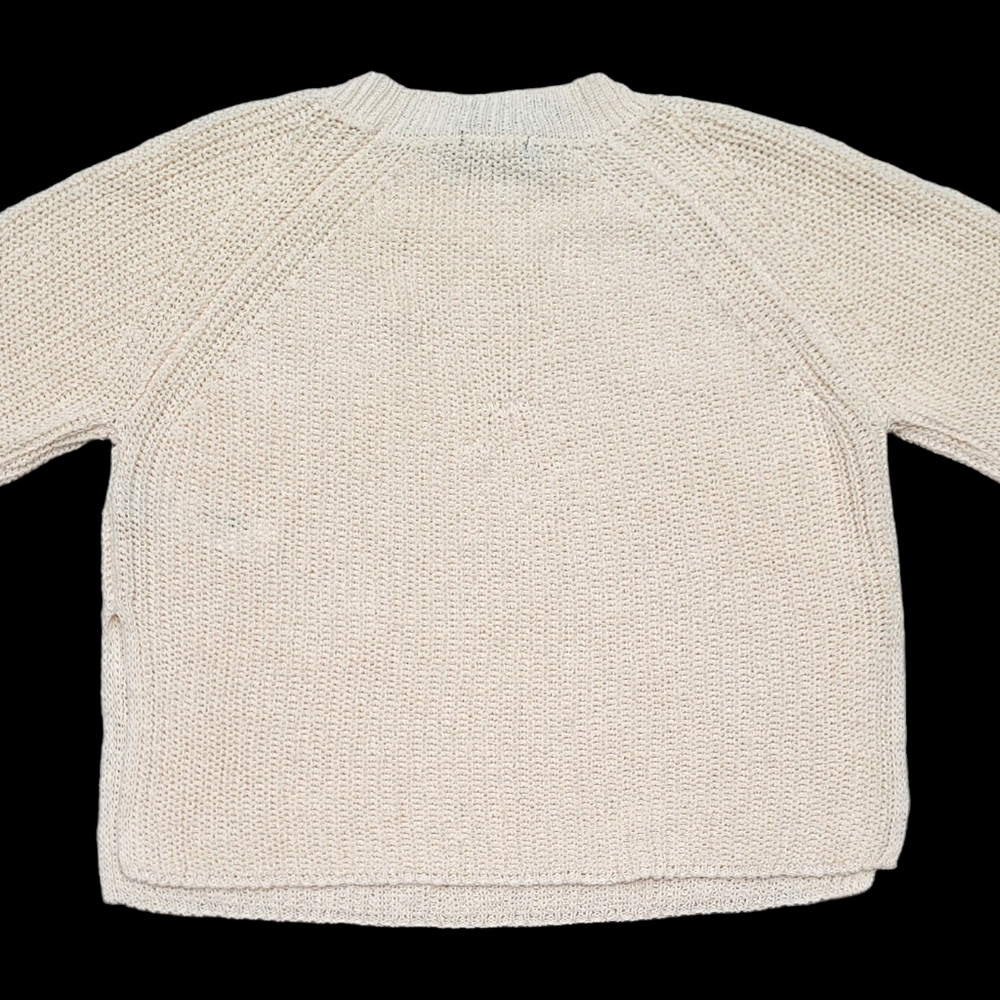 Women's Sweater MASSIMO DUTTI Purl Knit Linen & Cotton, Color Ivory, Size XS - Picture 10 of 15